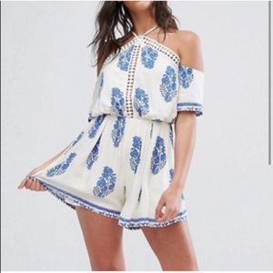 ASOS Print Cold Shoulder Romper